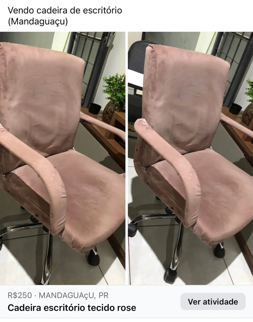 Cadeira de escritório tecido rose