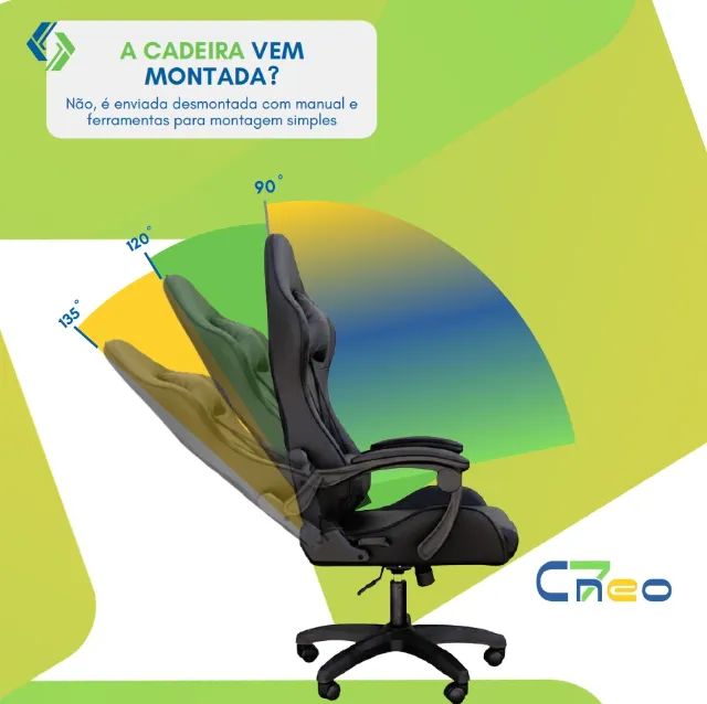 Cadeira Gamer Setup Gamers Profissional Ergonômica Confortável Presidente C7 Neo - Preta - Foto 4