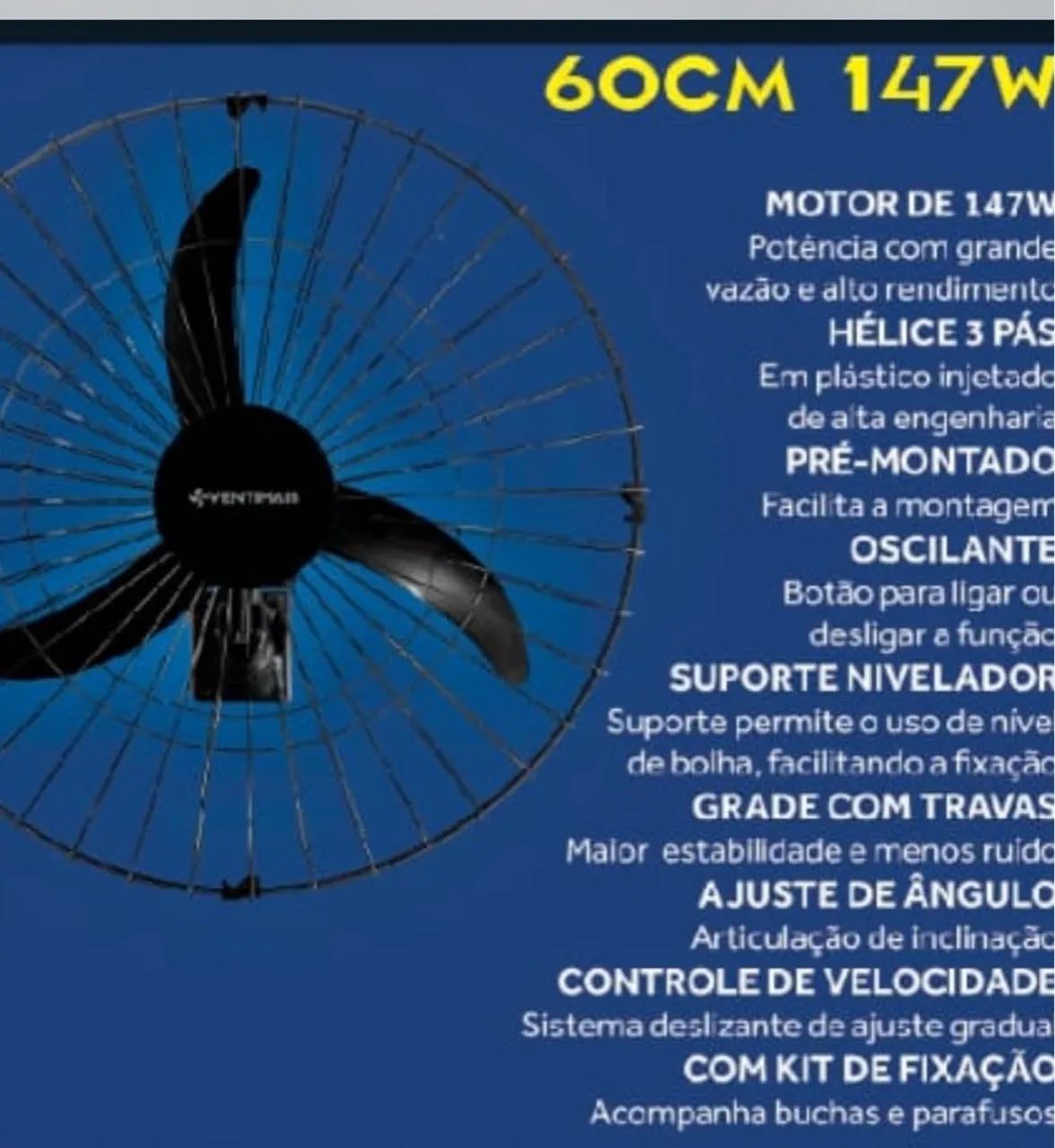 Ventilador parede 60 cm vent mais 