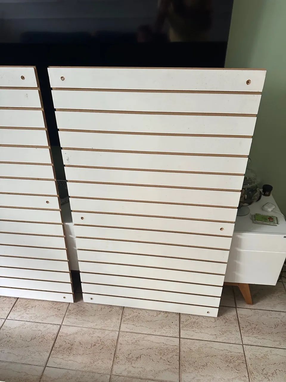 Placa Mdf Canaletado Painel Mdf Loja Branco 122x74 - Foto 2