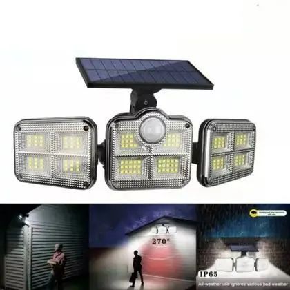 Refletor Solar LED 3 Cabeças - Iluminação Externa recarregável  - Foto 4