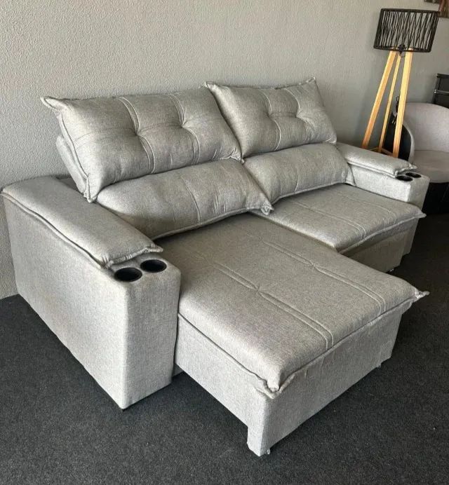 Sofá Bloom 2,25m Ret/Rec D33 Linho Premium (FAZEMOS ENTREGA DF E ENTORNO )