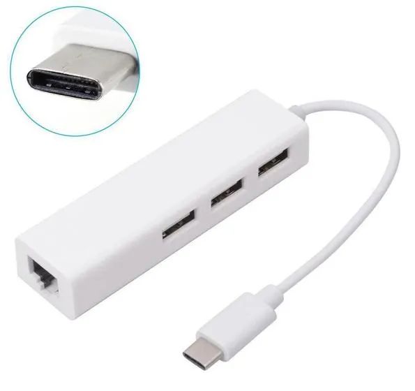Cabo Adaptador Hub Usb 3 Portas 2.0 e RJ45 Para Tipo C - Foto 5