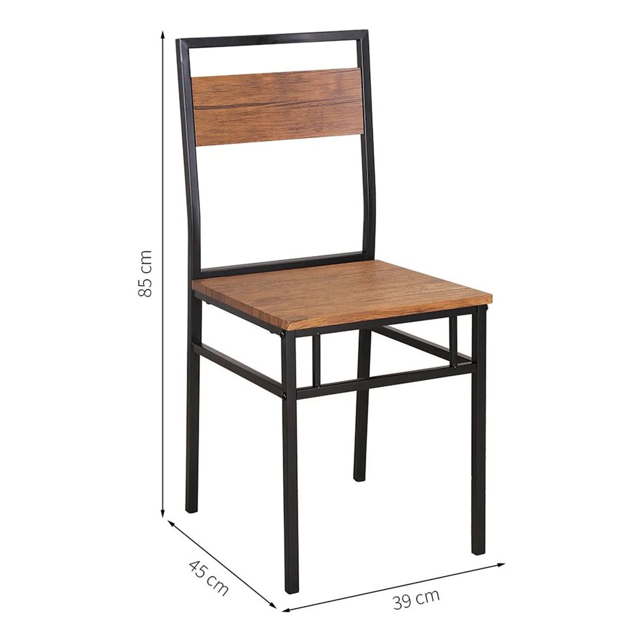 Conjunto de Mesa Wooden com 1 Banco e 2 Cadeiras Preto e Amêndoa - Foto 4