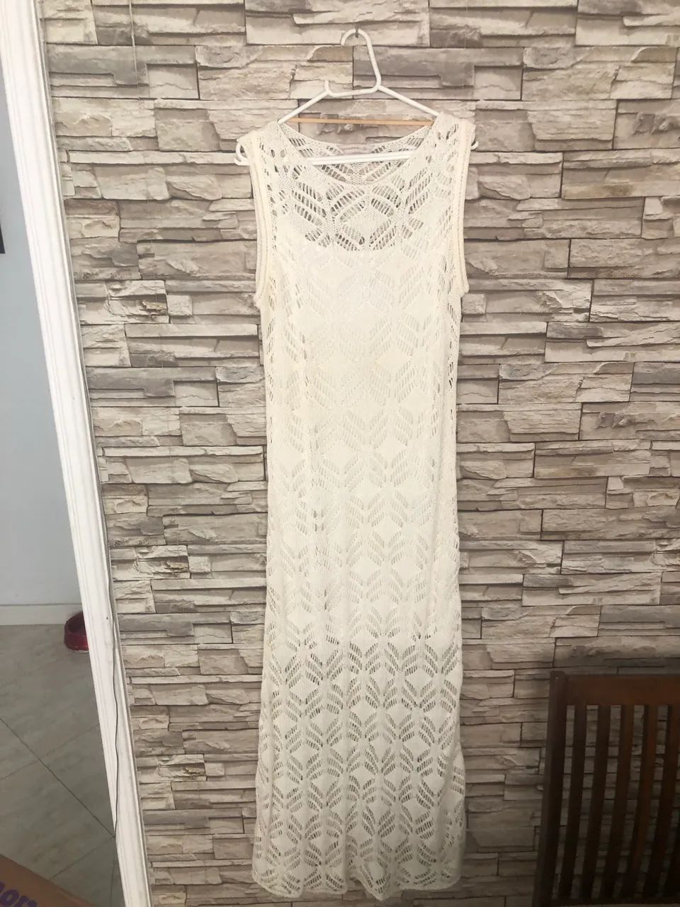 Vestido crochê branco/ off white CIA MARÍTIMA 