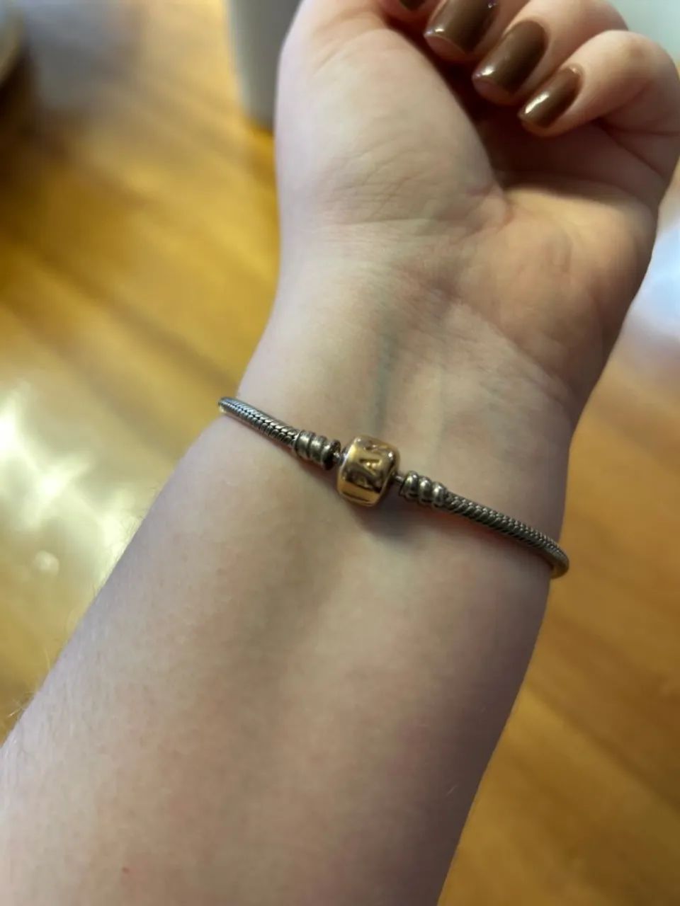 pandora bracelete de prata com fecho rosê - 18 cm - Foto 5
