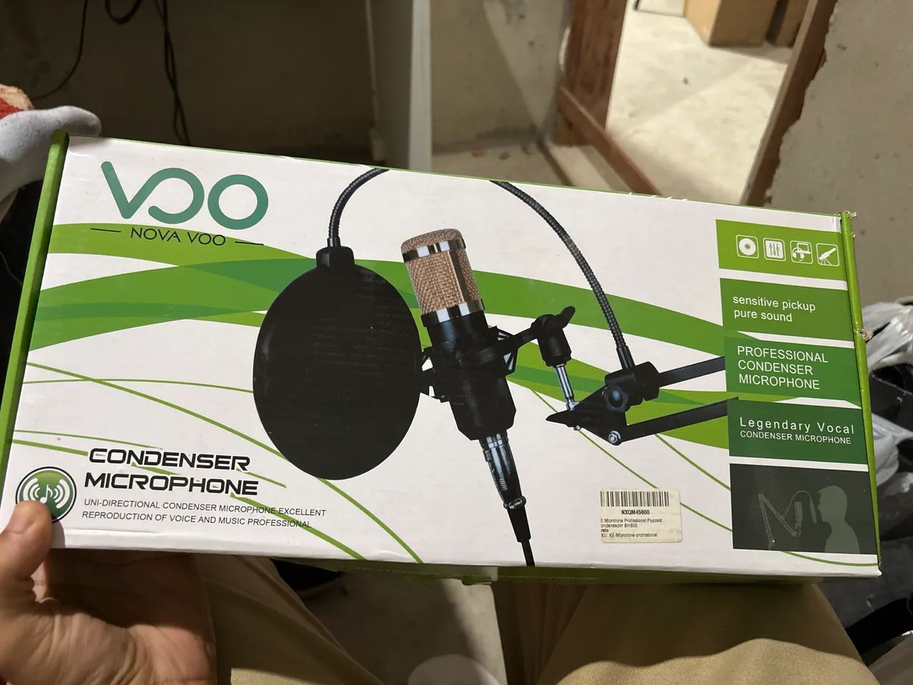 Kit Microfone Condensador com Braço Articulado para Transmissão Ao Vivo, Podcast