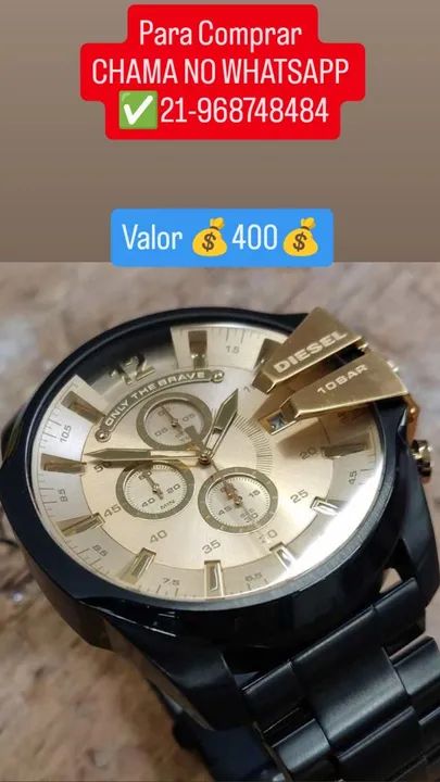 Relógio DIESEL 10 Bar Mega Chief Preto com Dourado disponível  - Foto 3