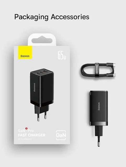 Carregador Baseus 65W 3 Portas Rápido - Foto 3