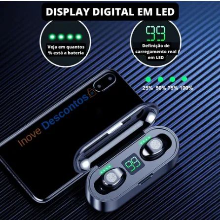Fone de Ouvido Bluetooth TwS