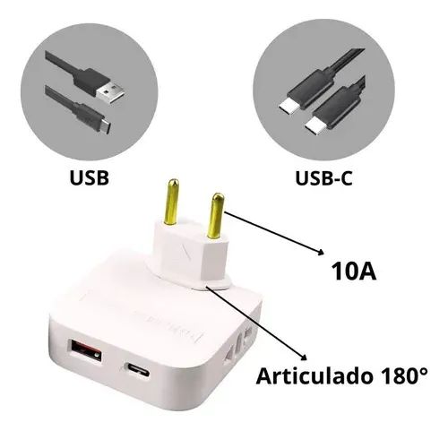 Adaptadores De Tomadas Tipo C Dobrável Em T Universal Usb 
