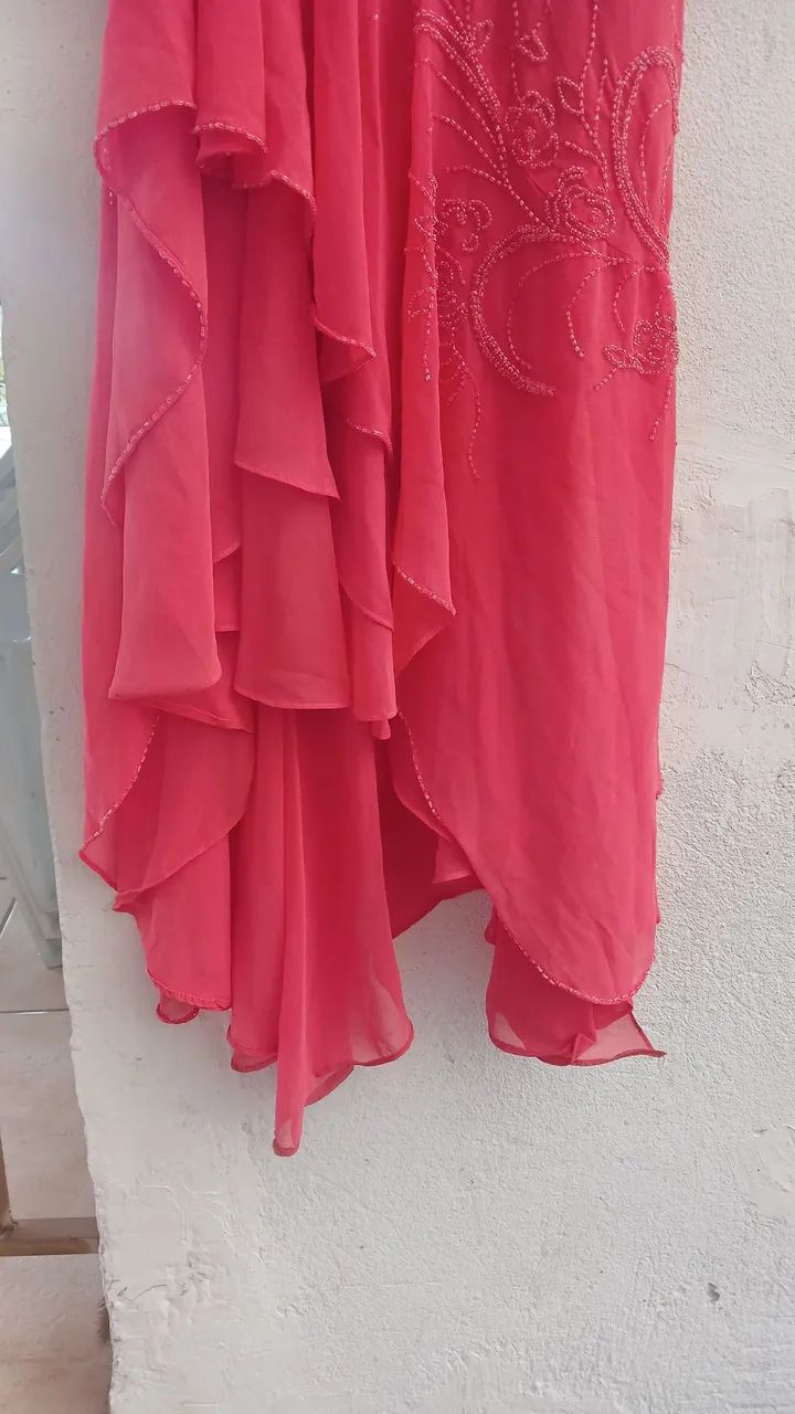 Vestido de festa salmão com pedrarias - Foto 4