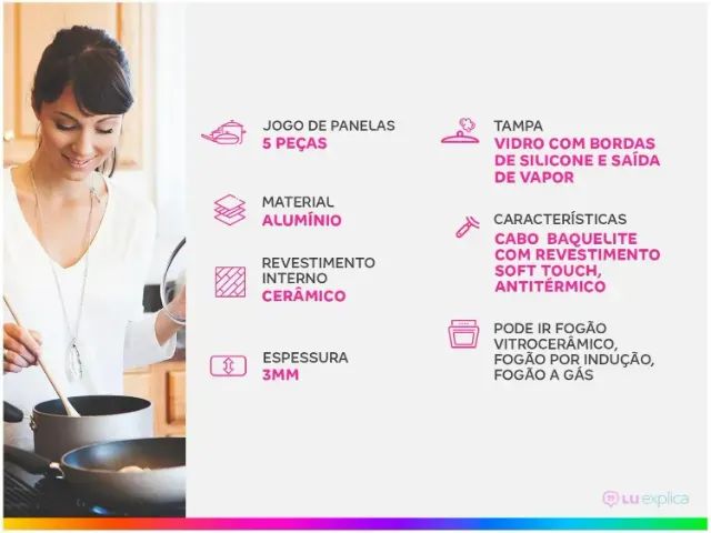 Jogo de Panelas Brinox cerâmico 5 Peças(Produto Novo/Lacrado) - Foto 4