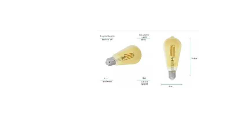 KIT C/ 5 Lampadas Filamento Led ST 64 - 4w - 2400k - Bivolt - Âmbar - Retrô - Marca: Gaya - Foto 3