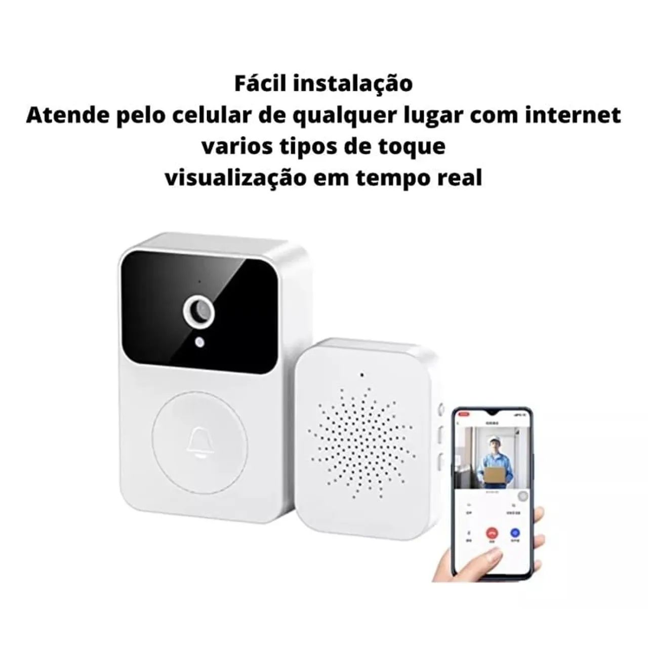 Campainha Interfone Inteligente Com Câmera e Áudio Wi-fi Sem Fio - Foto 5