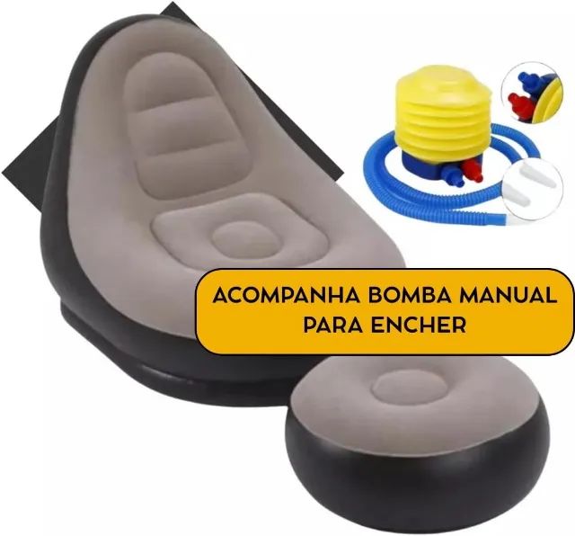 Poltrona Inflável mais Puff mais Bomba Infladora - Foto 3