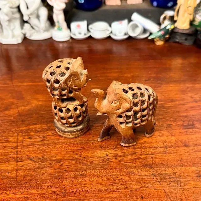 Esculturas de elefantes indianas em madeira. - Foto 2