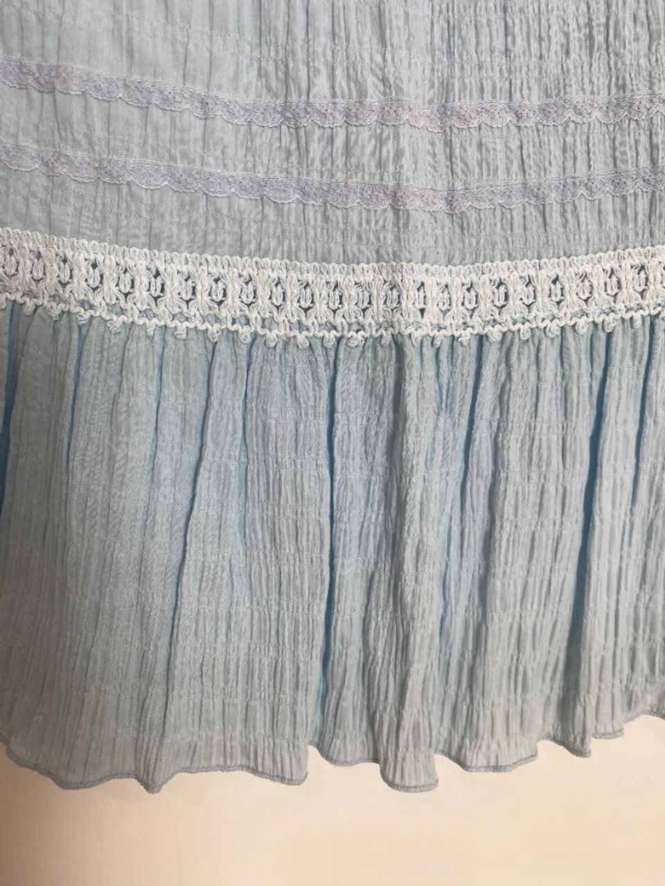 Saia Juvenil Menina Saia Curta em Camadas Azul Claro M *NOVO - Foto 2