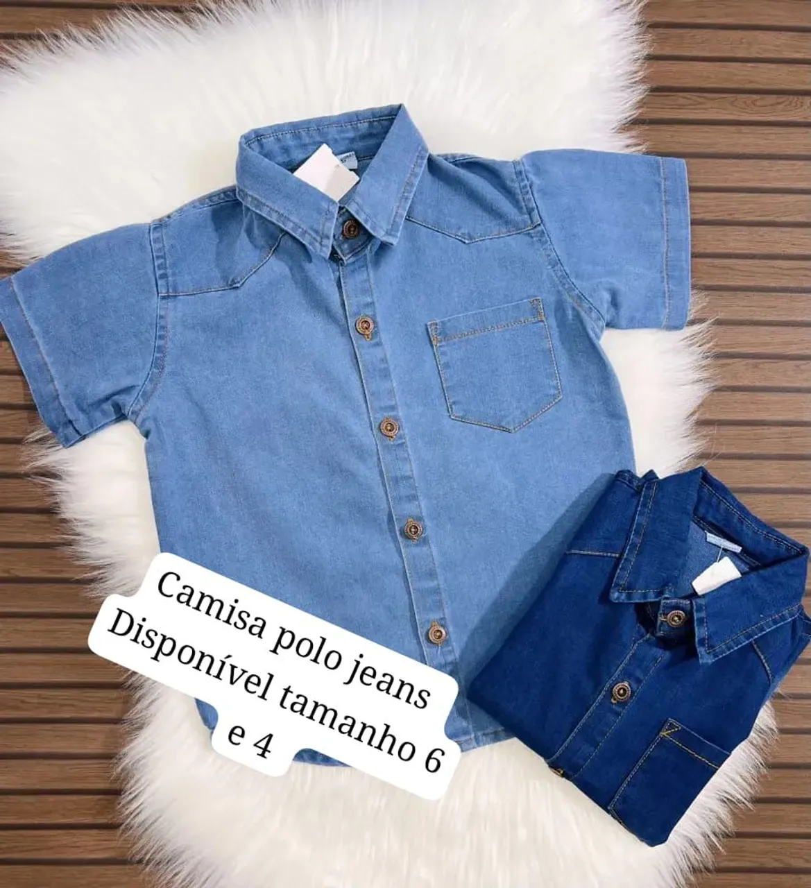 Camisa Polo Jeans Infantil - Tam 4 e 6