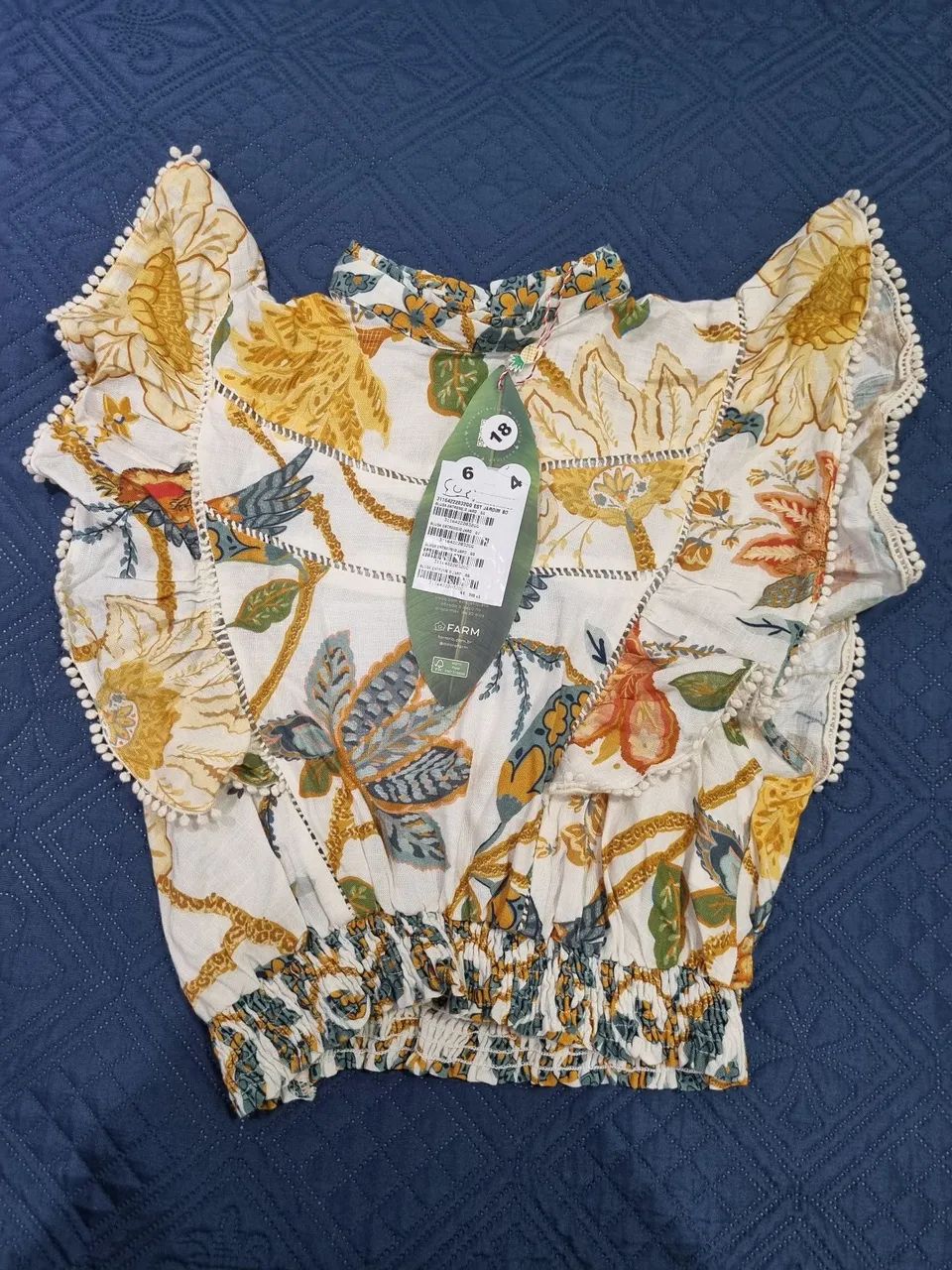Blusa entremeio estampada jardim boho - Foto 2
