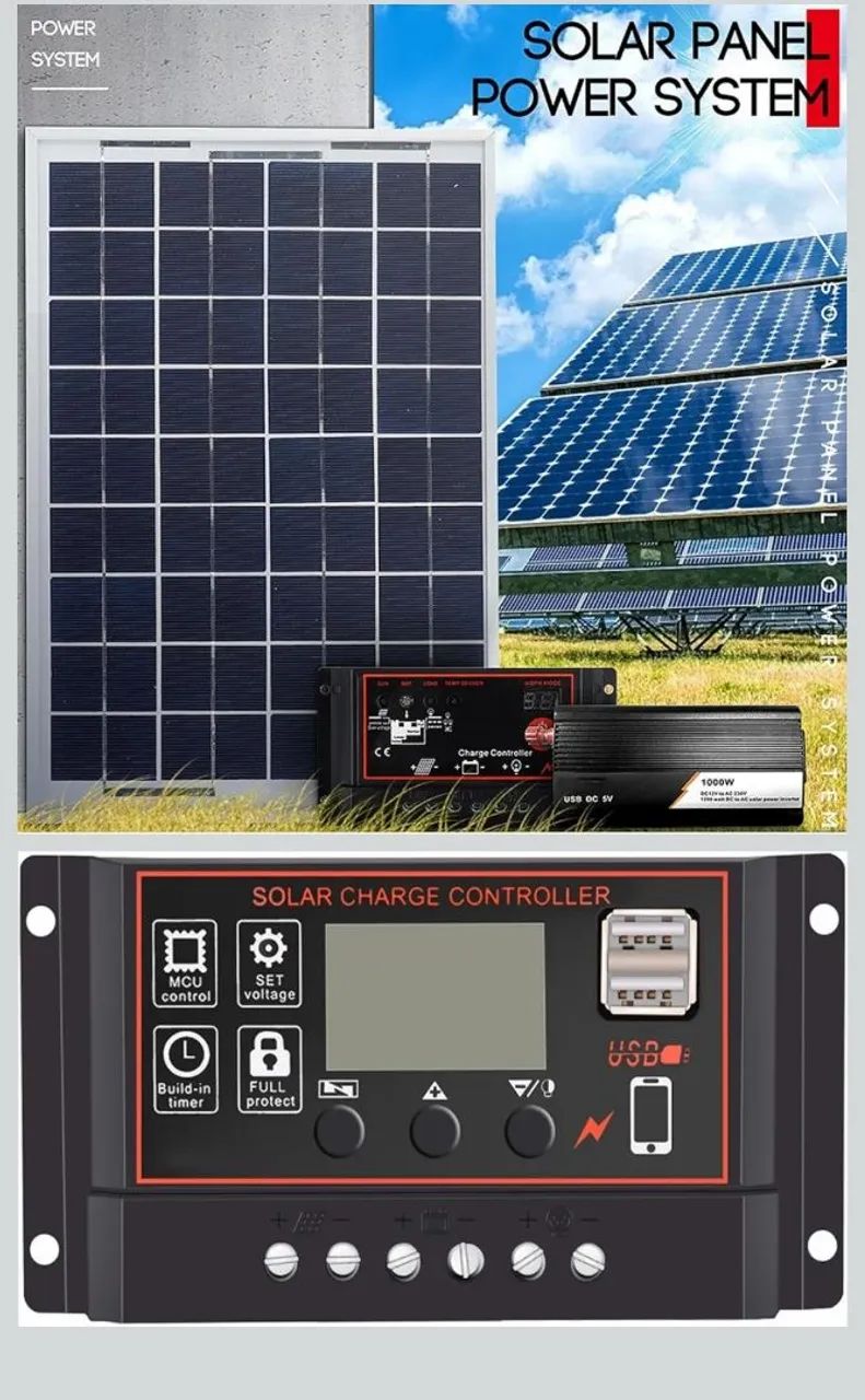 Kit Energia Solar Portátil Completo: Painel, Inversor e Controlador - Foto 3