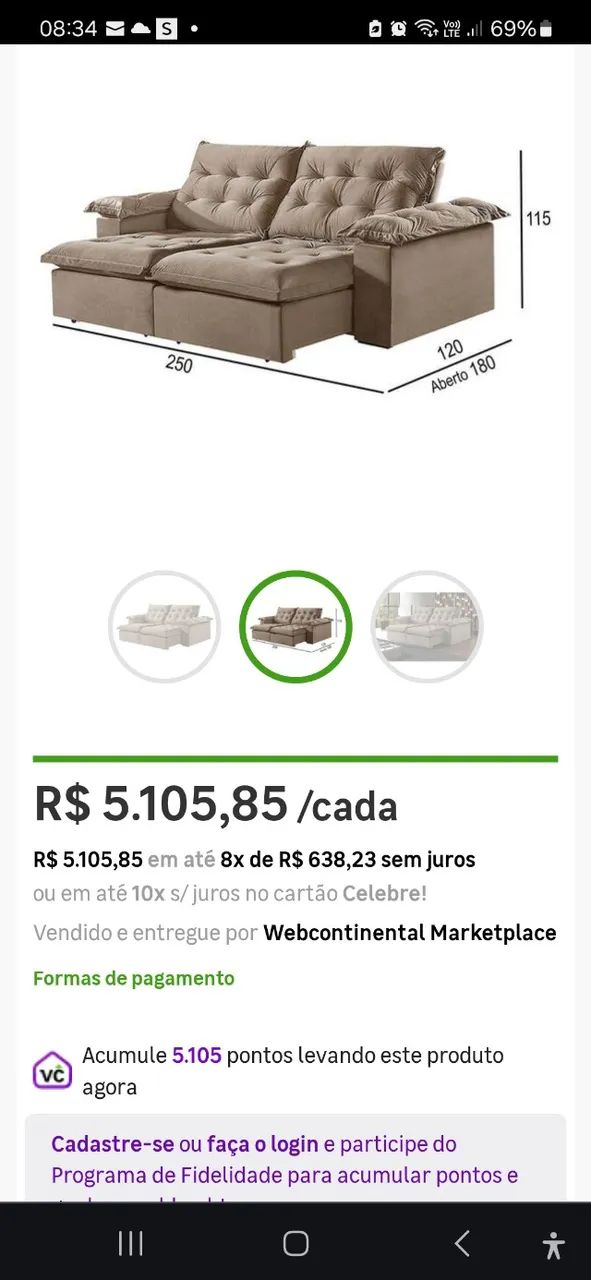 Sofa retrátil 