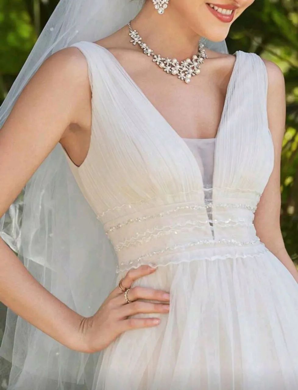 Vestido de Noiva Branco Elegante -  M - Foto 5