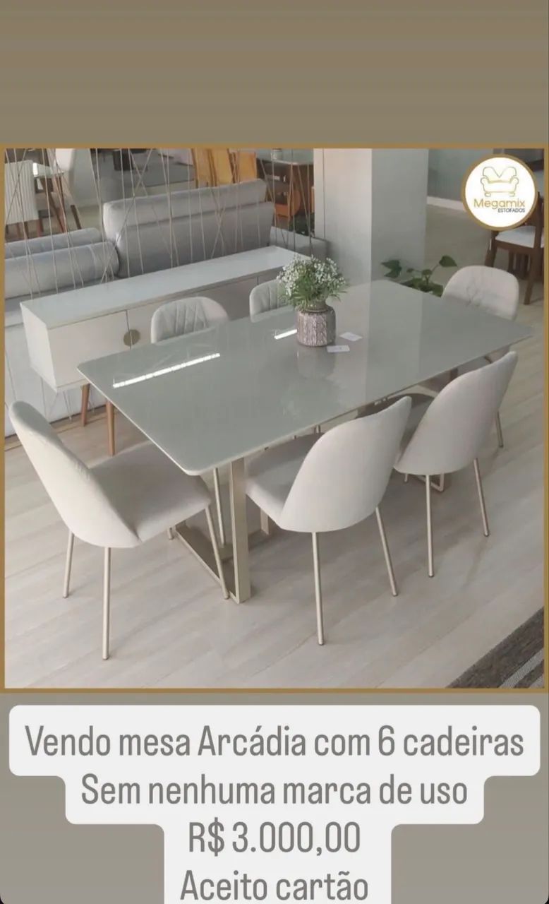 Mesa off white com dourado champanhe  - Foto 2