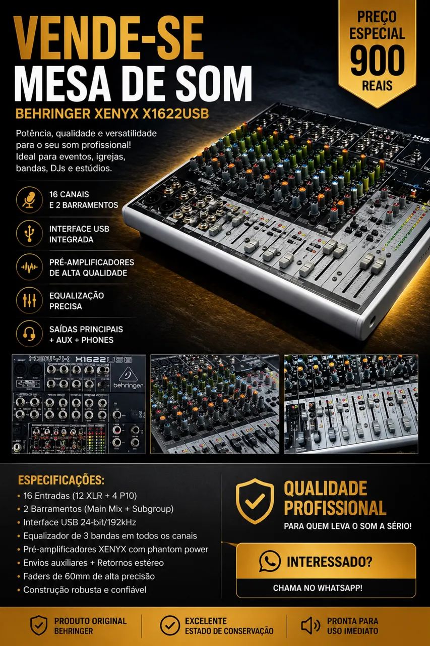 Mesa de som Behringer XENYX x1622 USB