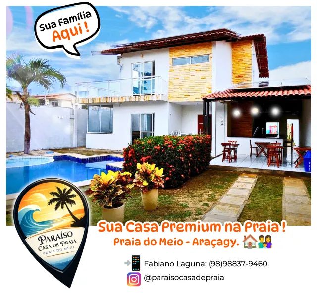 Casa de Temporada ou Hospedagem Duplex Linda na Praia do Meio/Araçagy(98)9.8.8.3.7-9.4.6.0