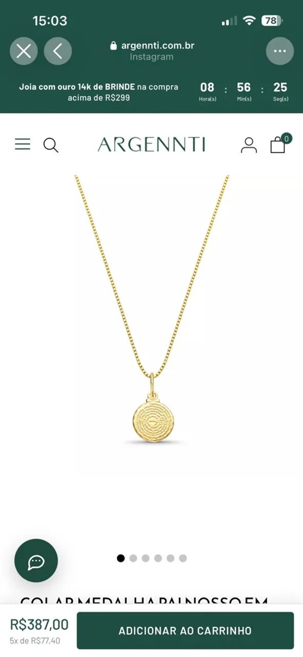Colar medalha Pai nosso, duplo banho 18k - Foto 2