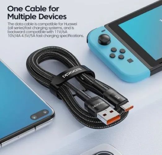 Cabo de Carregamento Toocki USB tipo A + USB tipo C 100W - Foto 3