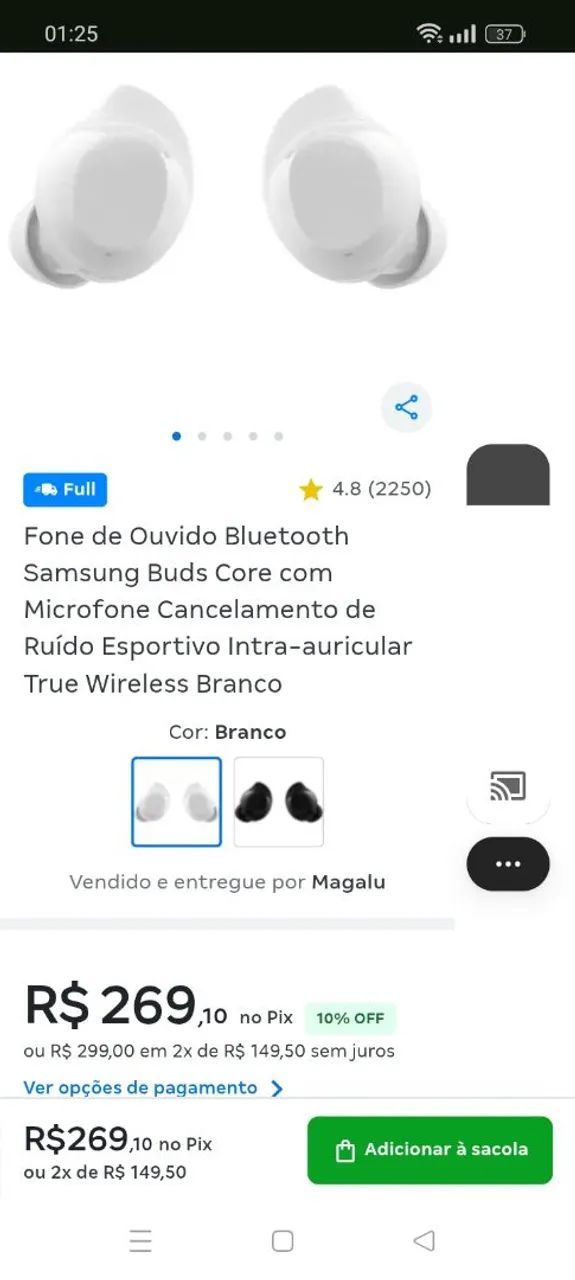 Fone bluetooth buds samsung