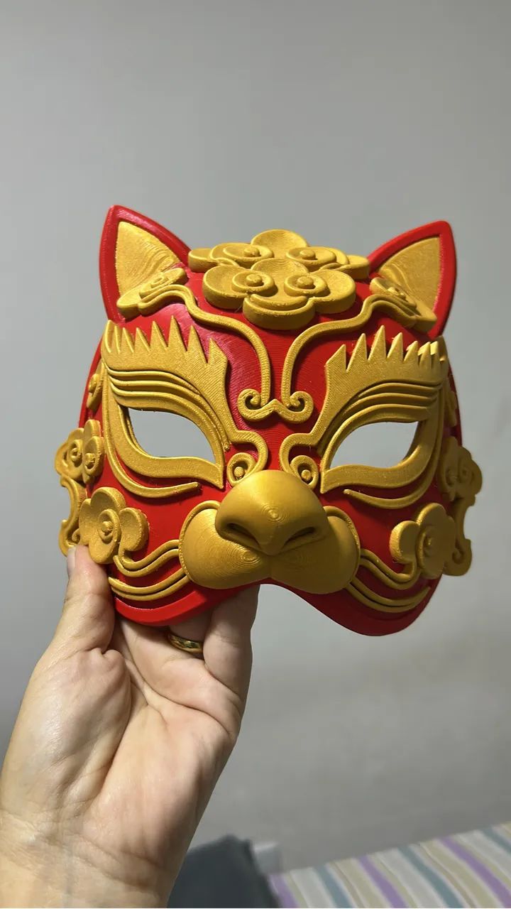 Máscara decorativa impressão 3D gato