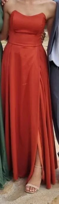 Vestido tomara que caia terracota M