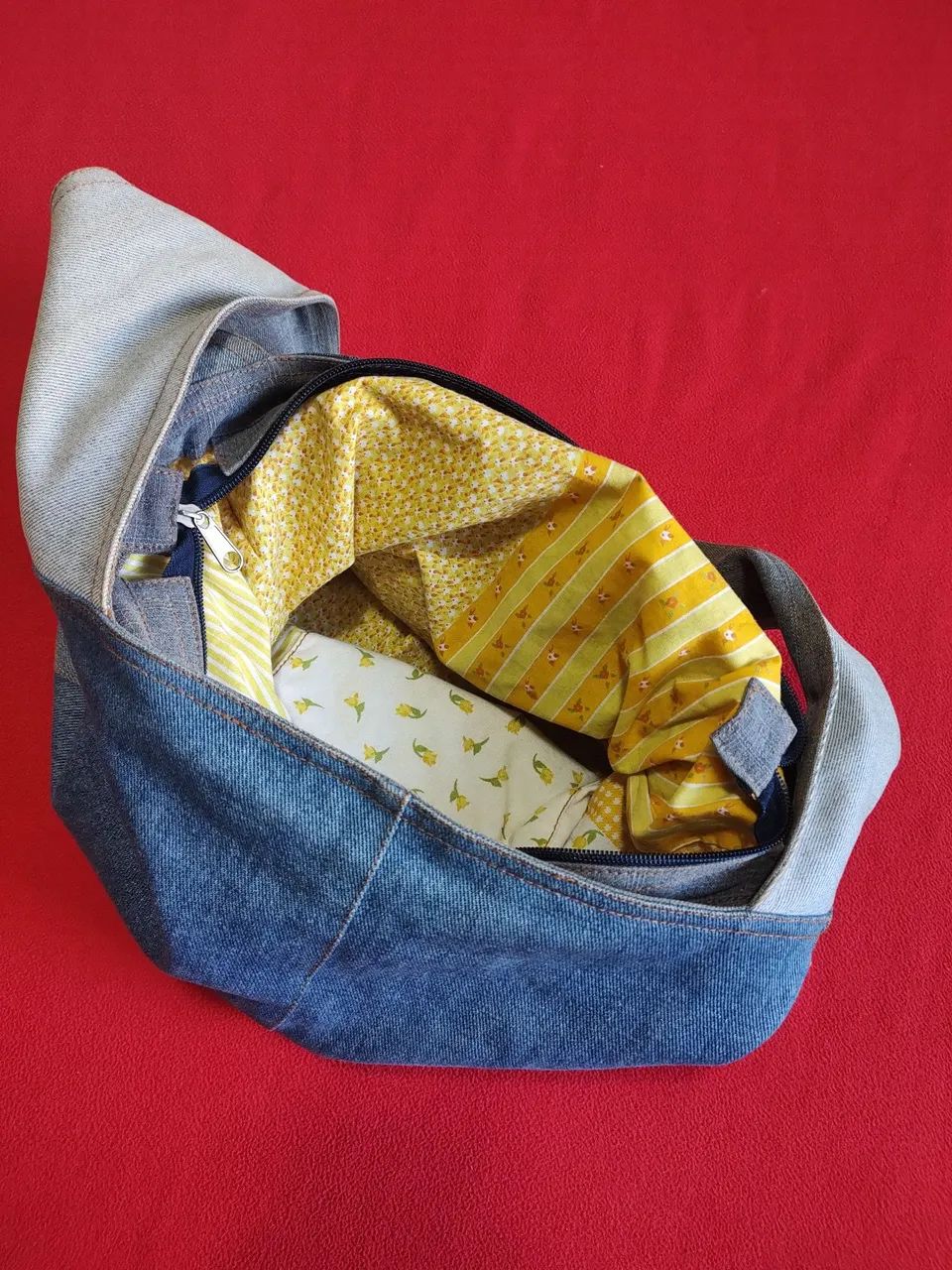 Sacola jeans retrô 40x30cm  - Foto 3