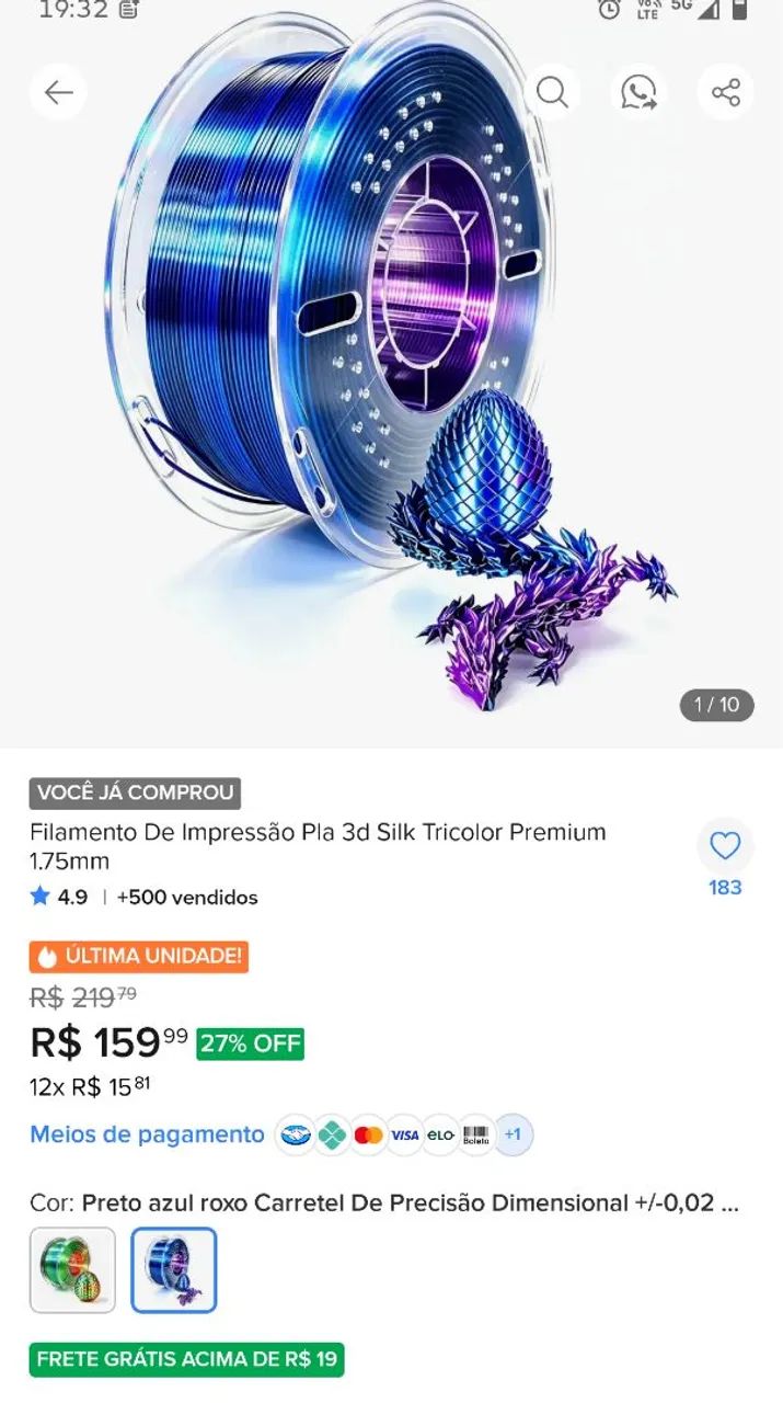 Filamento PLA impressora 3d - Foto 2