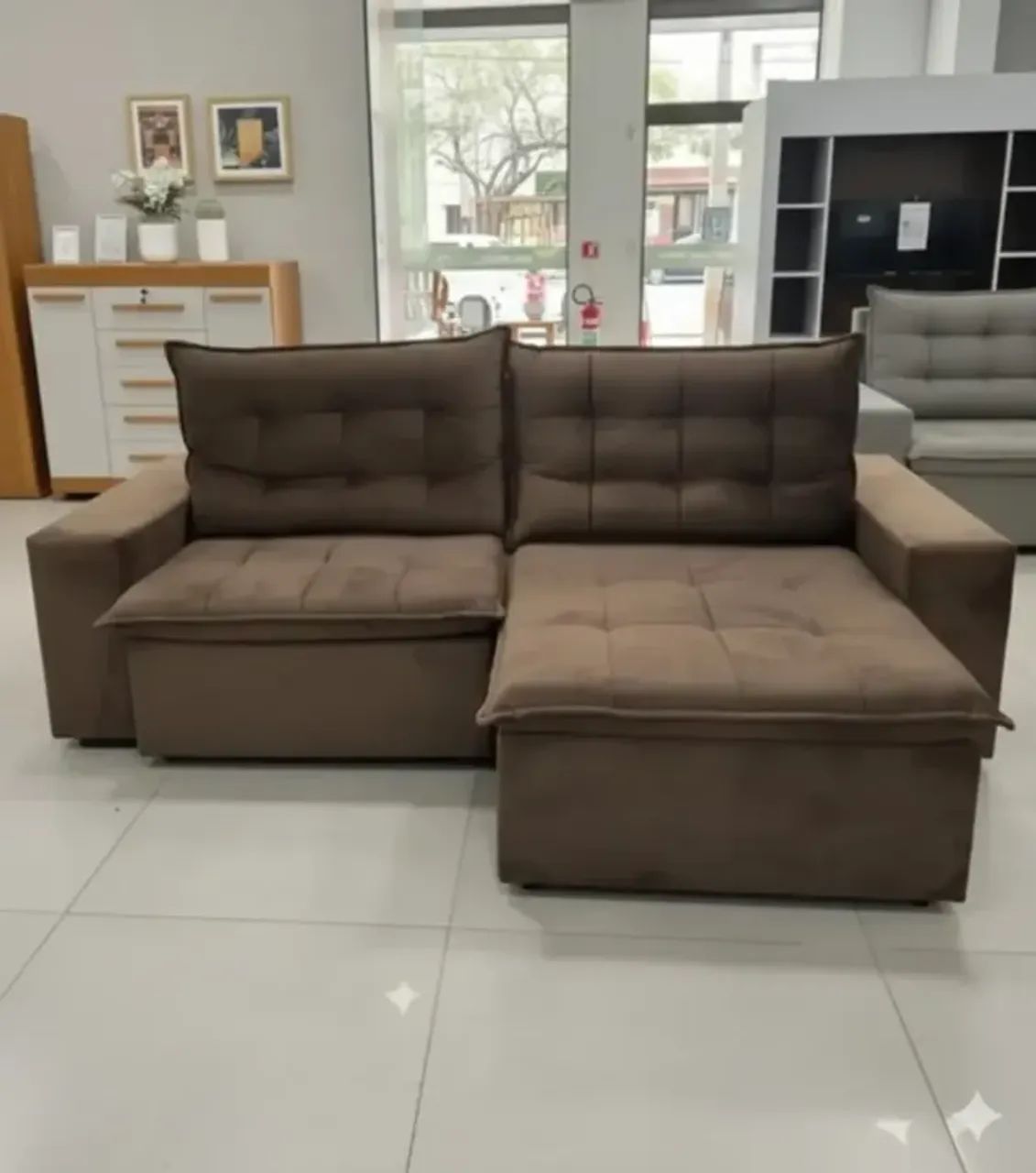 Sofá retratil e reclinavel marrom eliza