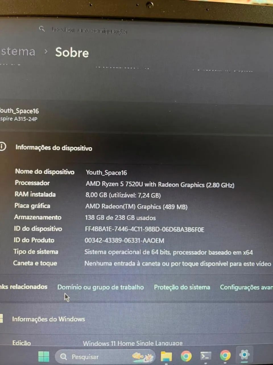 Not Acer Ryzen 5 / 8GB / SSD 256GB - Foto 4