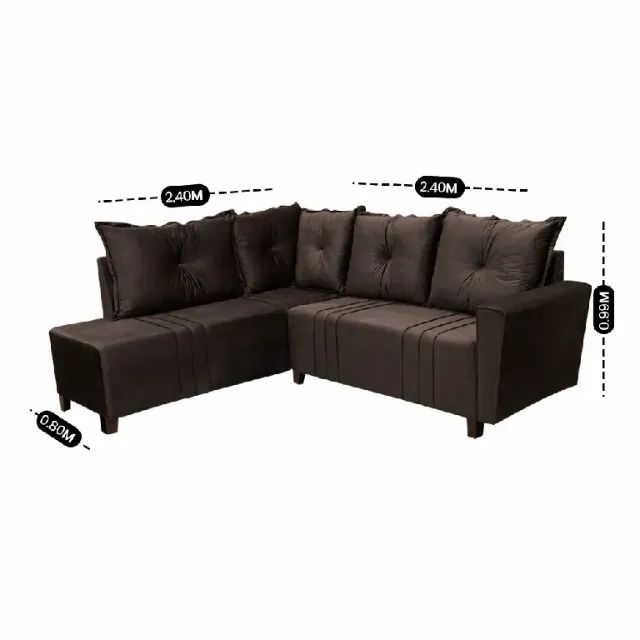 Sofa de Canto Debora Assento Mola Tecido Veludo - Estofar