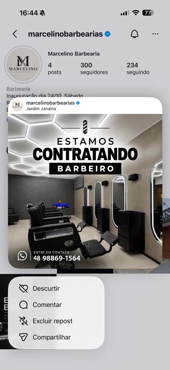 Estamos contratando Barbeiro
