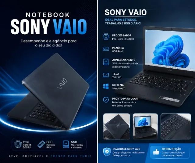 Sony✨VAIO☆SSD256GB&HDD500GBダブル搭載☆8GB☆i3 Notebook Sony Vayo I3, 8gb, SSD - Notebooks - Guaraituba, Colombo