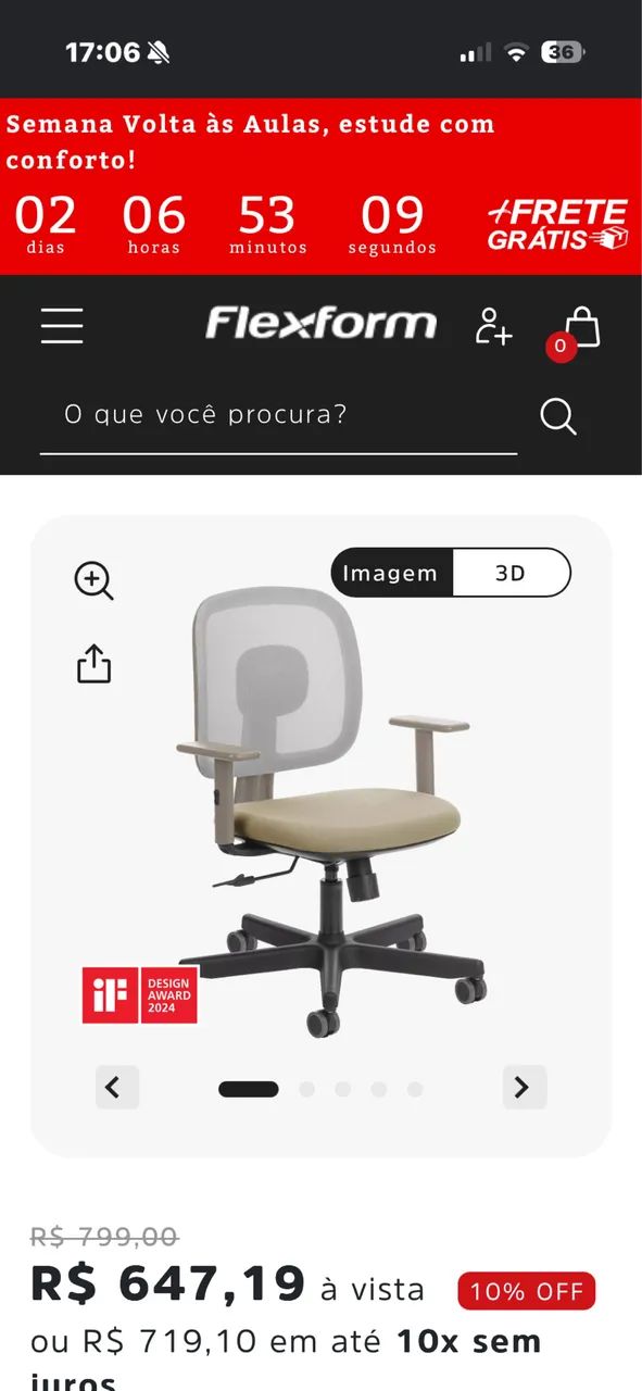 Cadeira de Escritório Flexform Dot Bege Giratória com Braços Regulável  - Foto 4