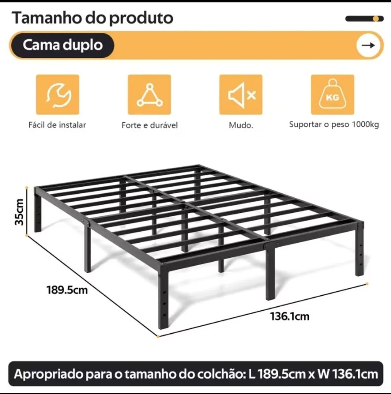 Base para colchão em metal - prática e funcional  - Foto 3