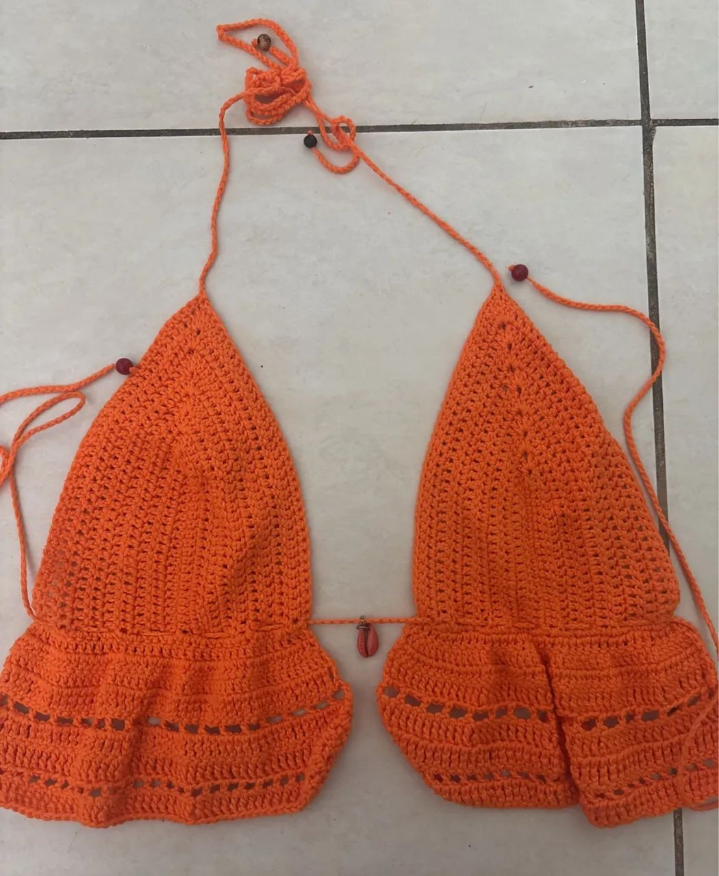cropped de crochê laranja