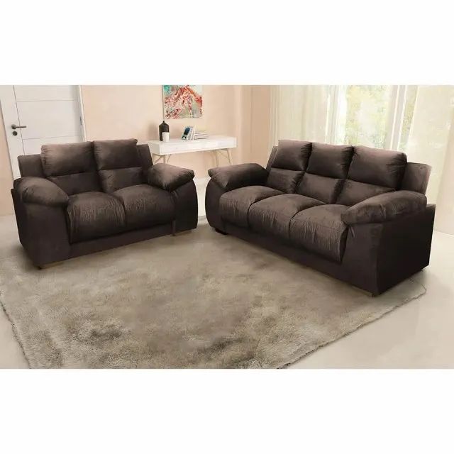 Conjunto de Sofa Luna 2 e 3 Lugares TecidoVeludo - Estofar - Foto 3