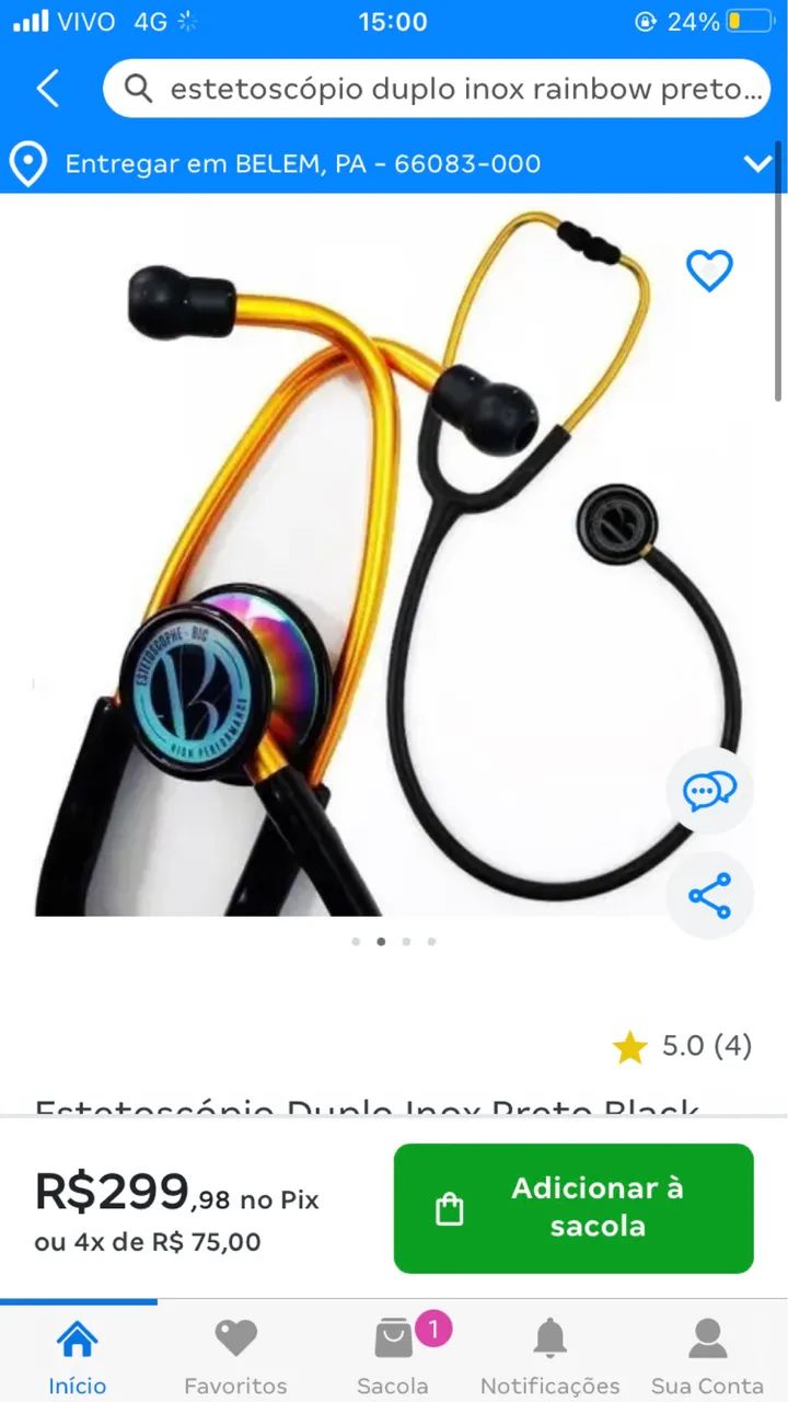 Kit com estetoscópio e esfigmomanômetro (bic) nunca usados 