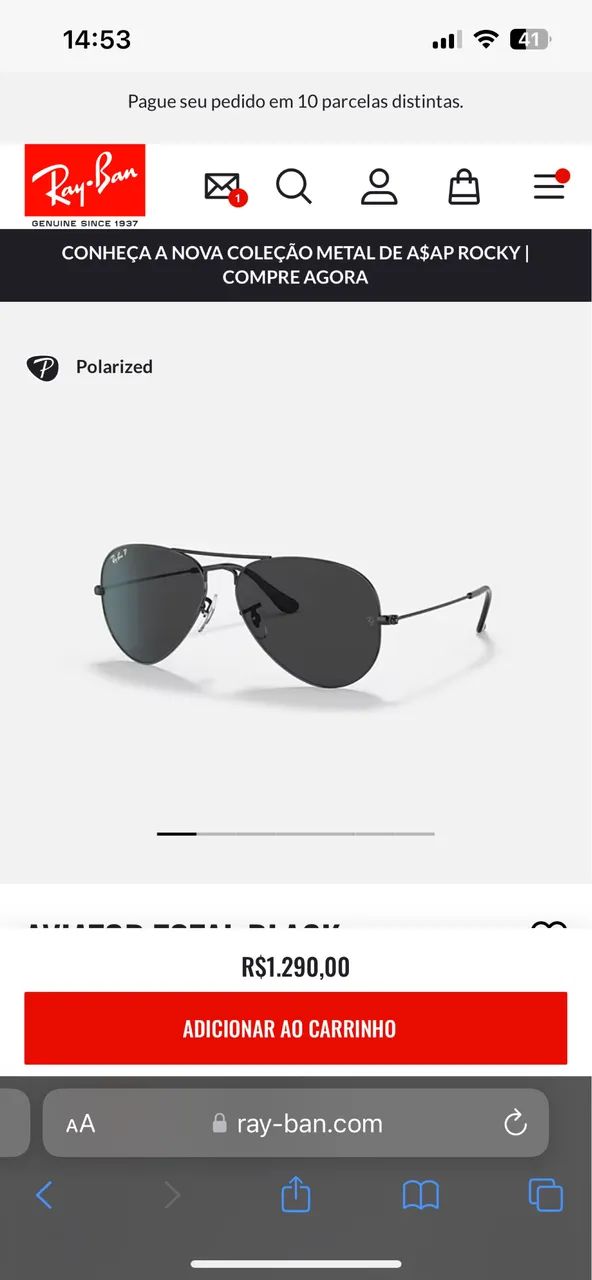  Ray-Ban Aviator black original  - Foto 3