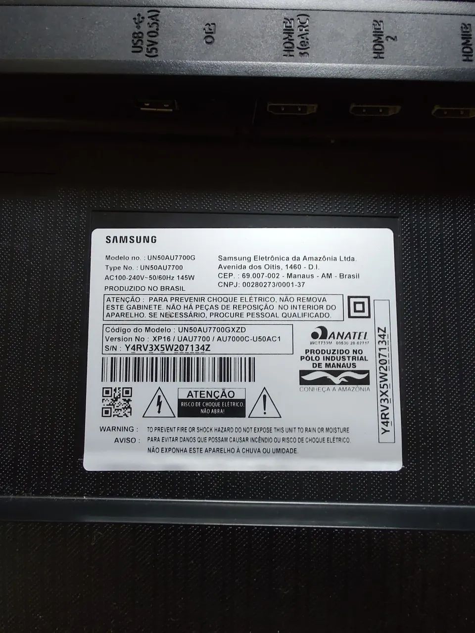 vendo uma tv Samsung de 50 polegadas com a tela trincada más funcionando 
