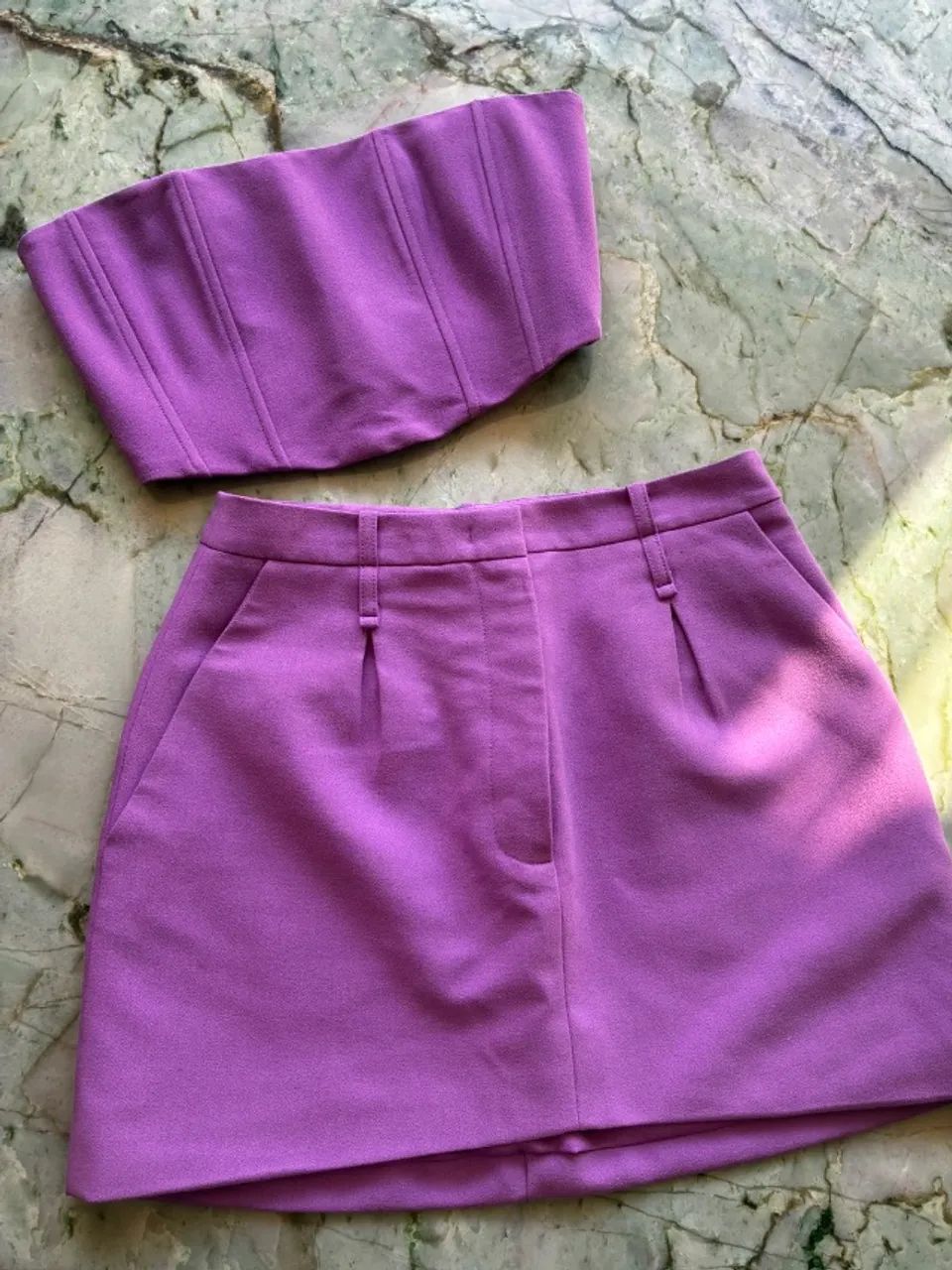 ? Conjunto NV by Nati vozza Roxo   Saia + Top - Tam. 32